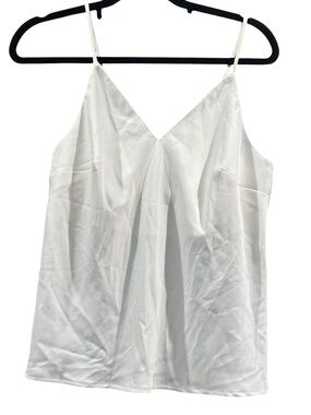 Prologue White Satin V-Neck Camisole Tank Top Adjustable Straps Medium NWT
